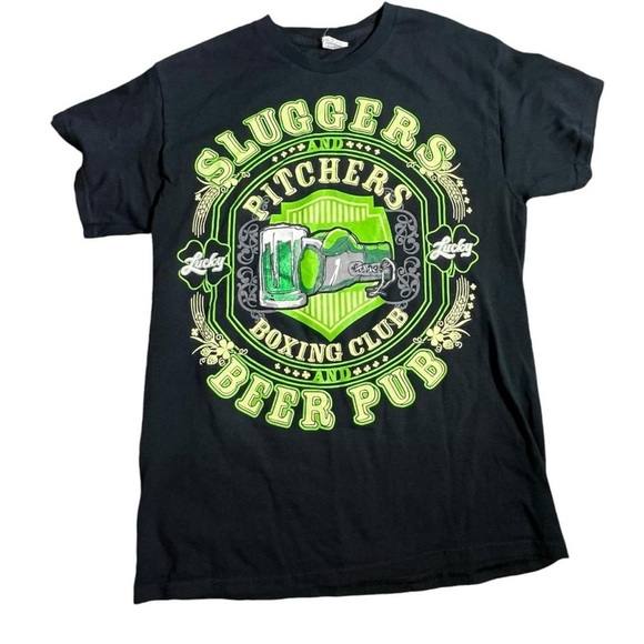 607-Sluggers Boxing Club black and green t-shirt #boxing #bar - Picture 1 of 5